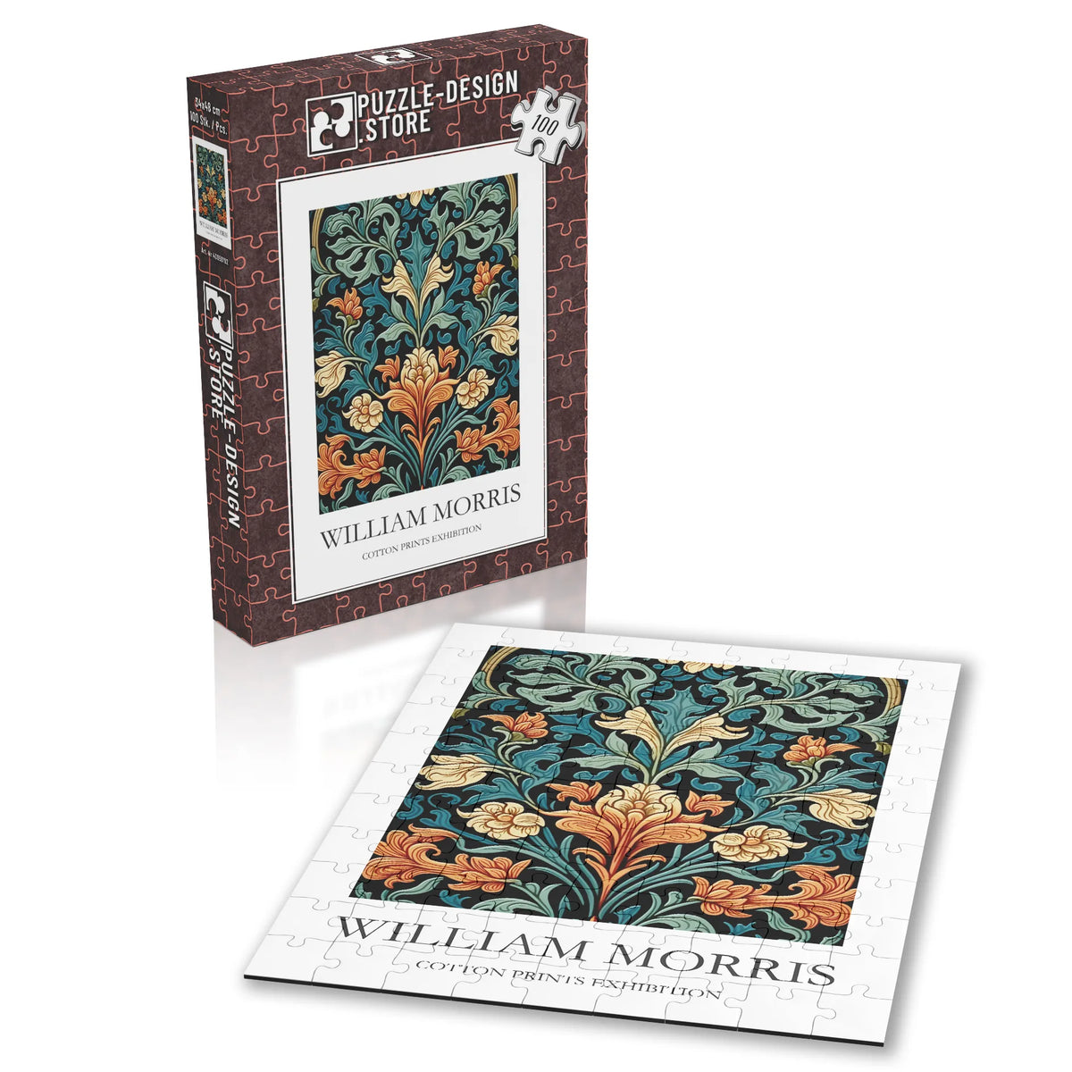 William Morris - Türkisfarbenes Blütenornament – 100 Teile – Ansicht 2