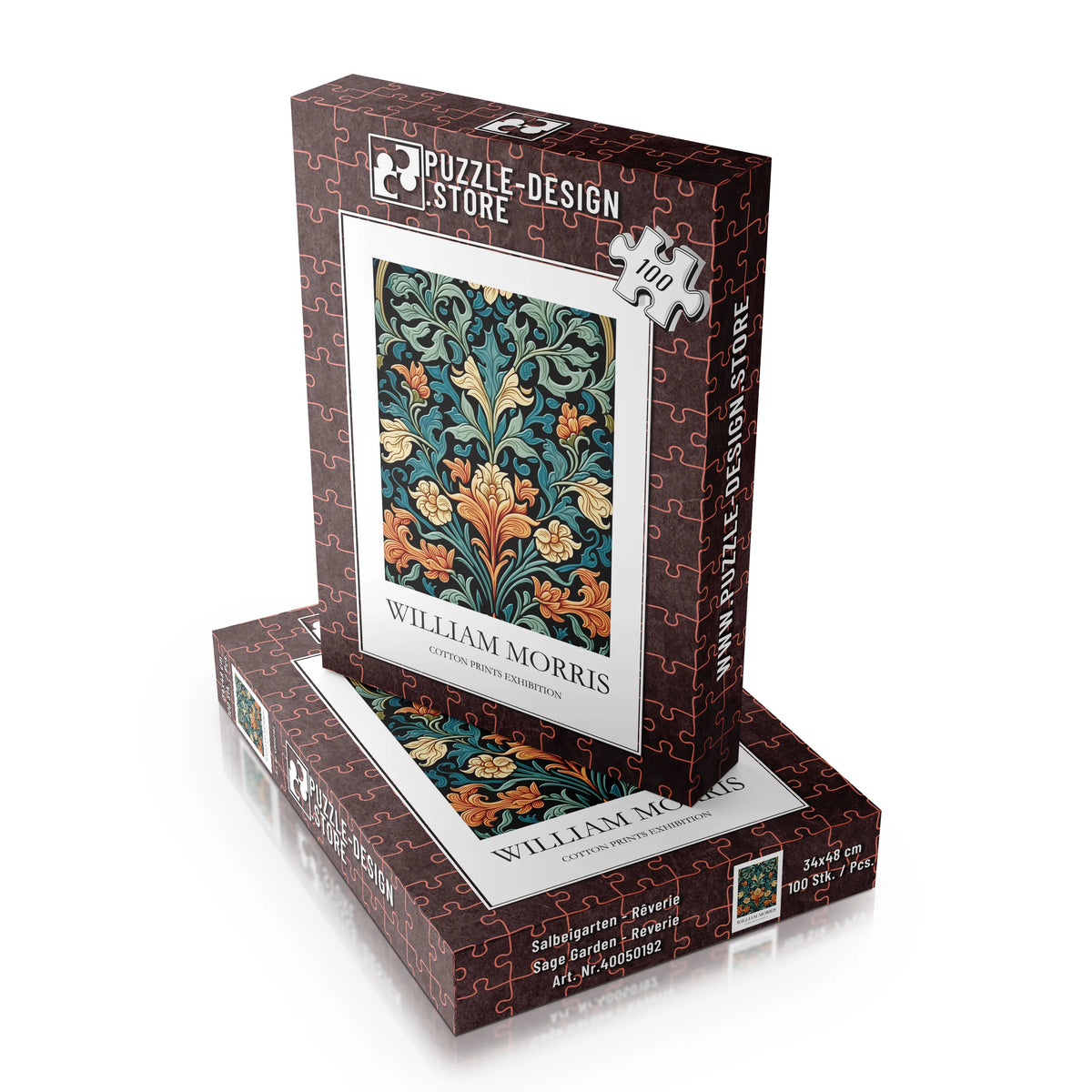 William Morris - Türkisfarbenes Blütenornament – 100 Teile – Ansicht 4