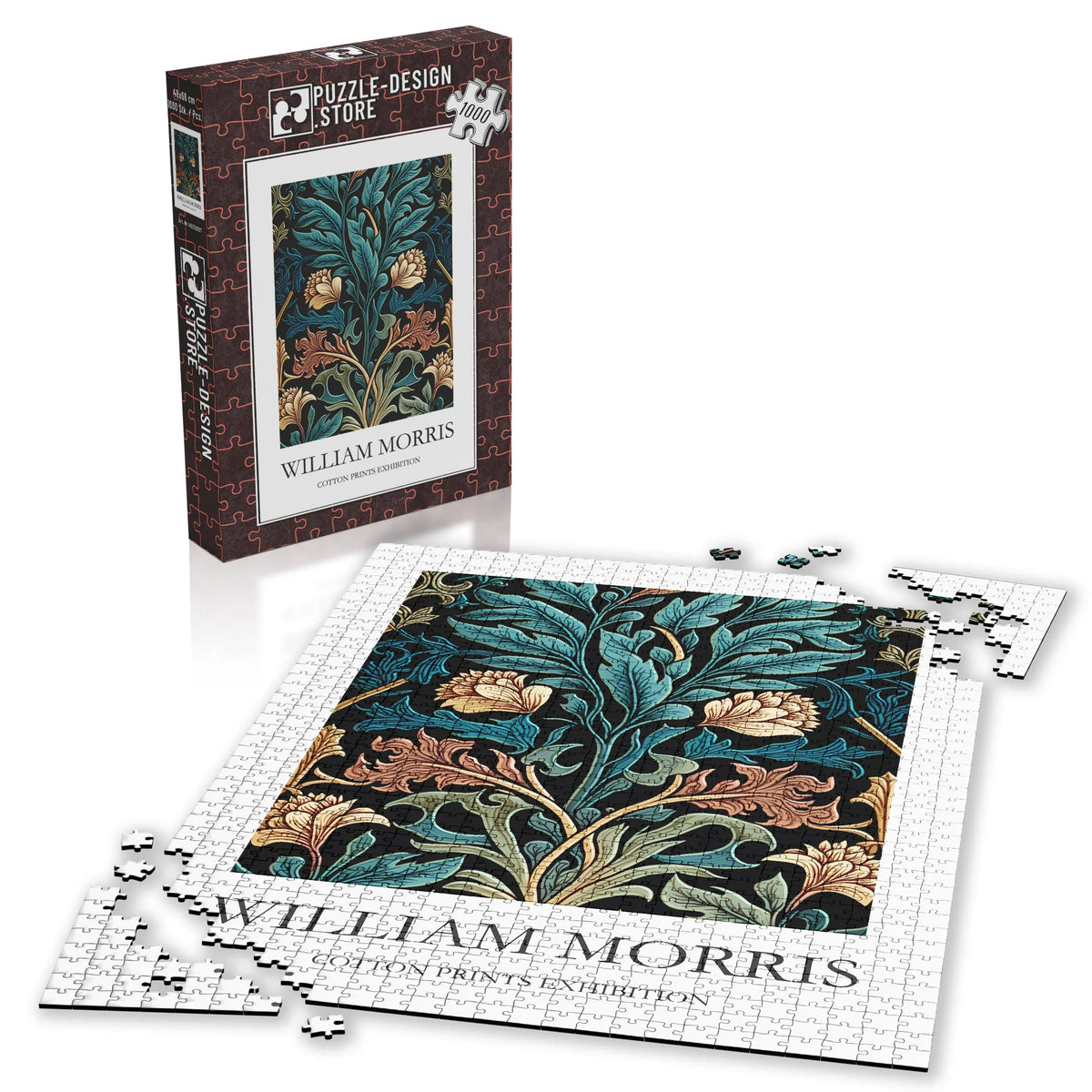 William Morris - Türkisfarbene Ranken und Blüten – 1000 Teile – Ansicht 4
