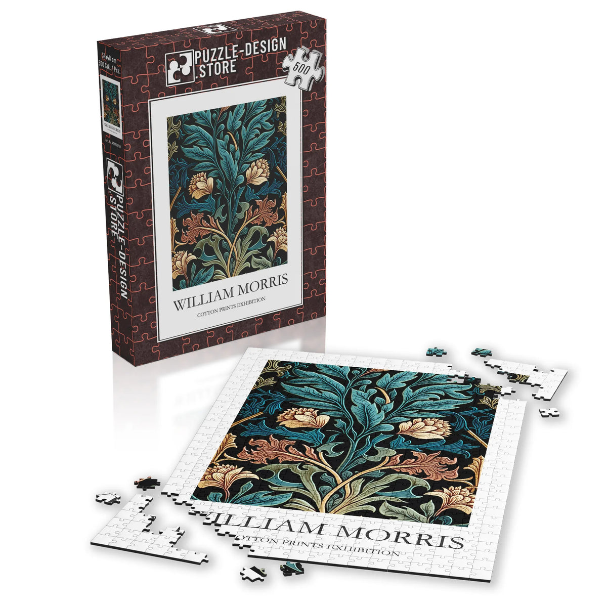 William Morris - Türkisfarbene Ranken und Blüten – 500 Teile – Ansicht 4