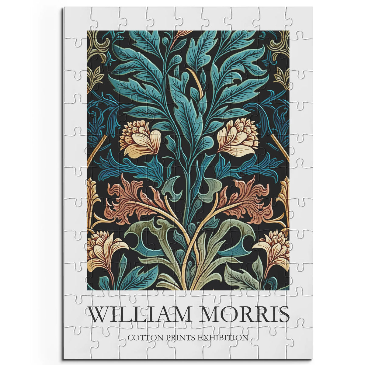 William Morris - Türkisfarbene Ranken und Blüten – 100 Teile – Ansicht 1