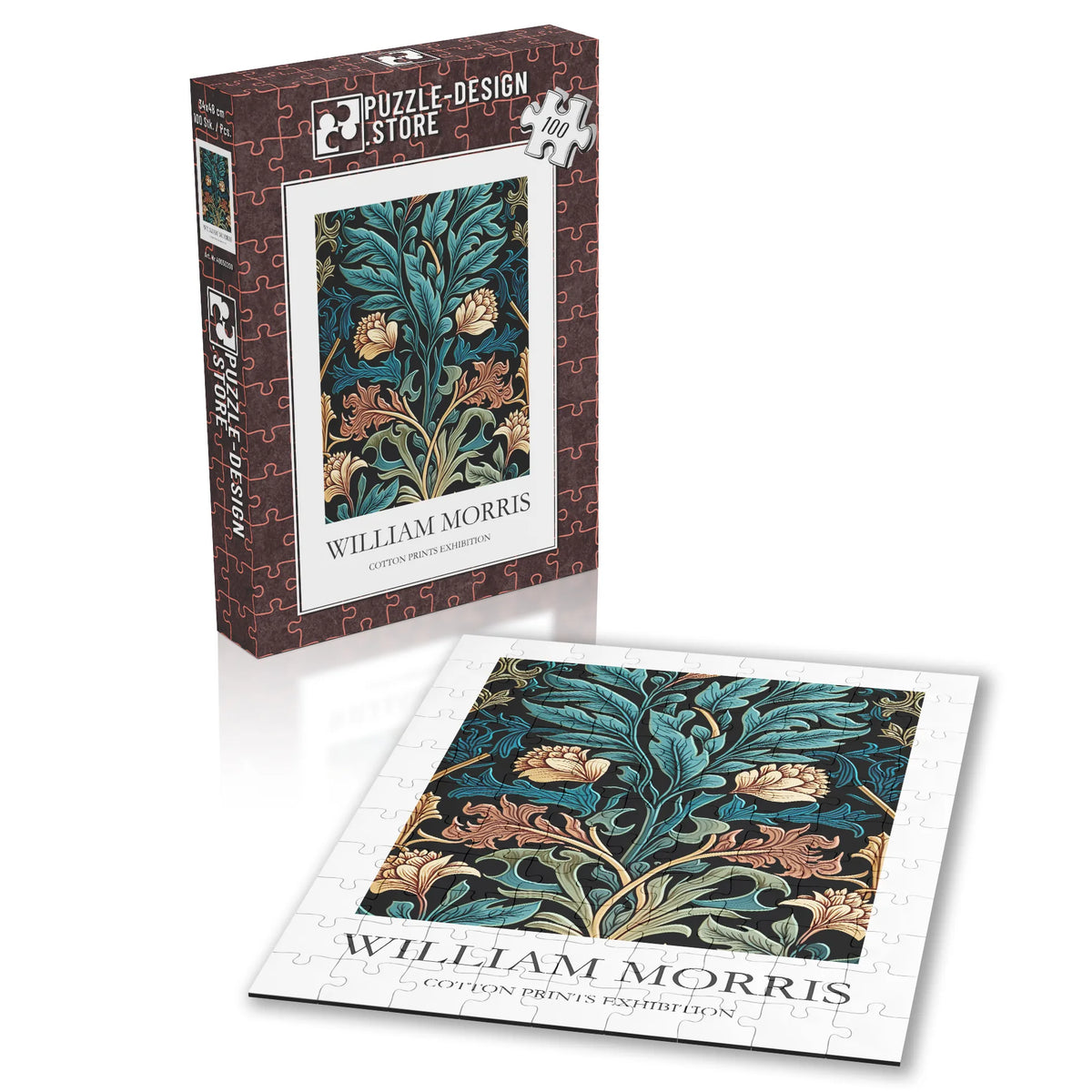 William Morris - Türkisfarbene Ranken und Blüten – 100 Teile – Ansicht 2