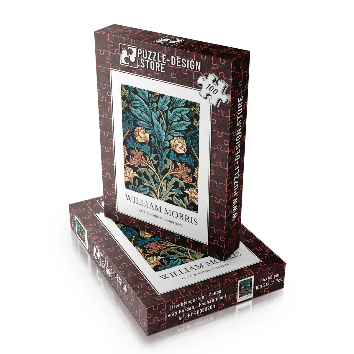 William Morris - Türkisfarbene Ranken und Blüten – 100 Teile – Ansicht 4