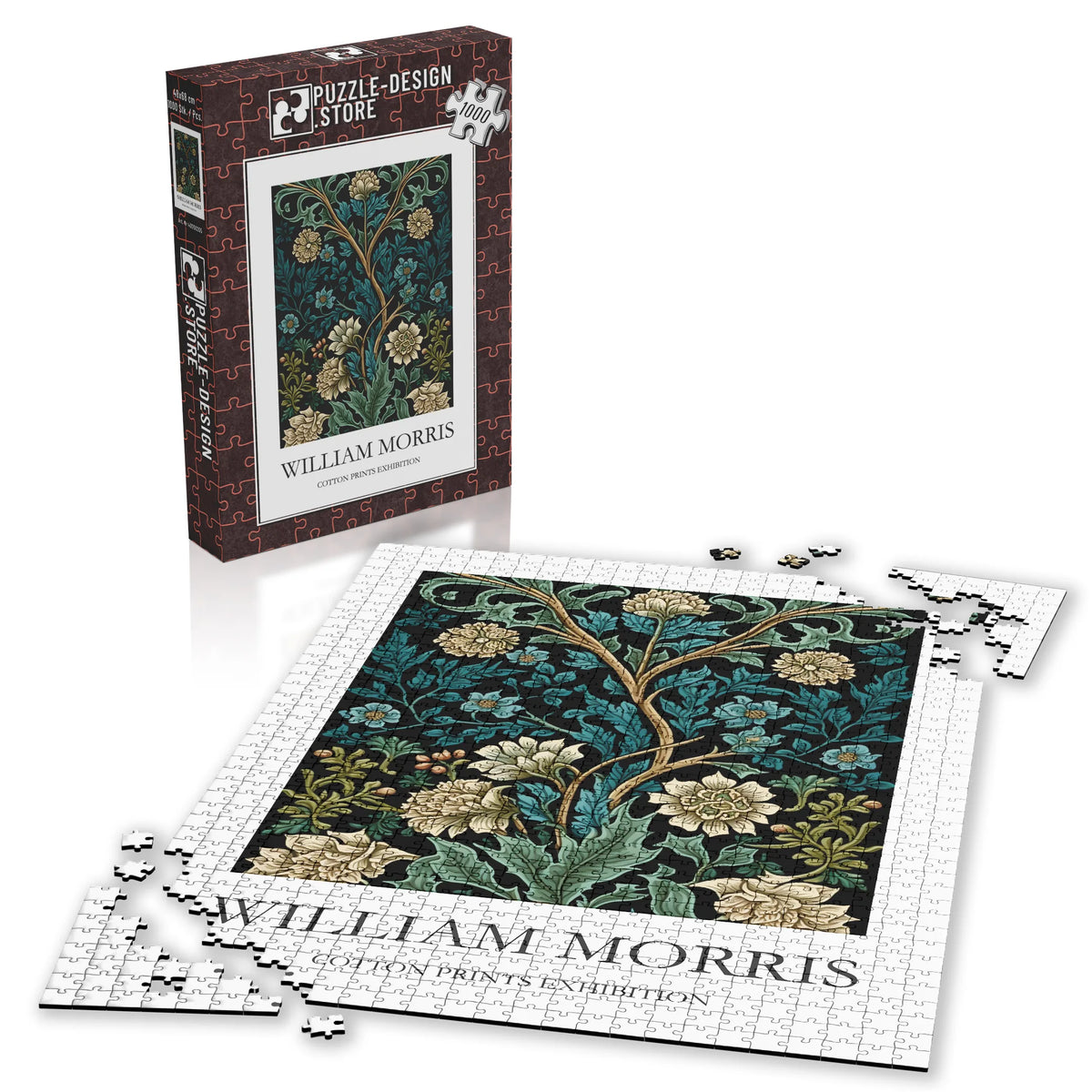 William Morris - Blütenzweige in Türkis und Creme – 1000 Teile – Ansicht 4