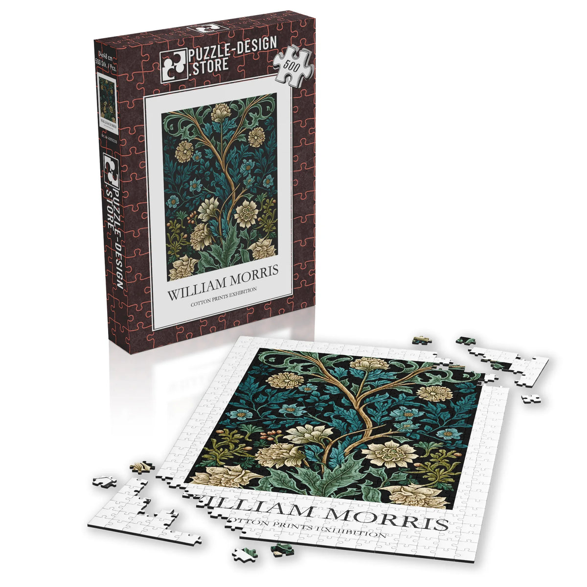 William Morris - Blütenzweige in Türkis und Creme – 500 Teile – Ansicht 4