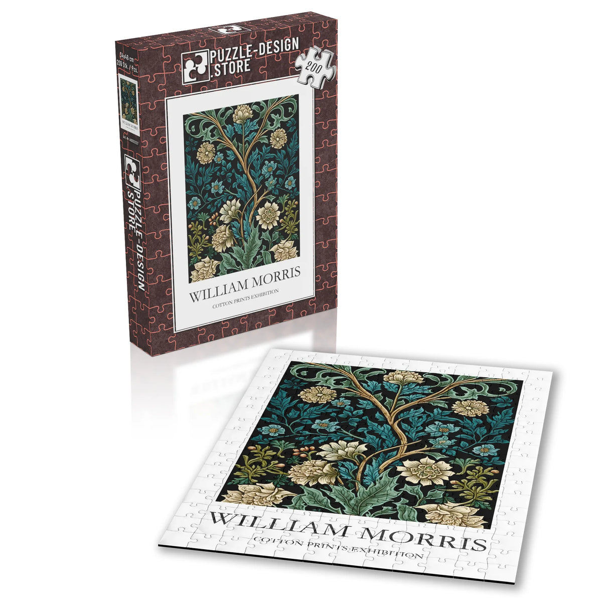 William Morris - Blütenzweige in Türkis und Creme – 200 Teile – Ansicht 2