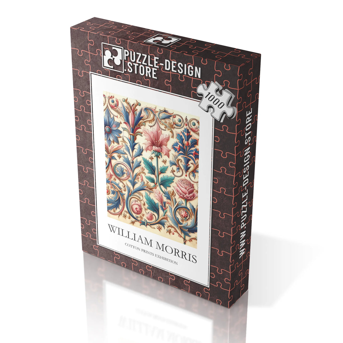 William Morris - Historisches Blütenornament in Rot und Blau – 1000 Teile – Ansicht 5