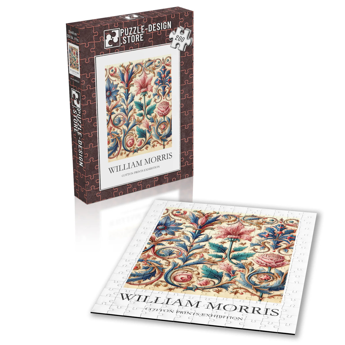 William Morris - Historisches Blütenornament in Rot und Blau – 200 Teile – Ansicht 2