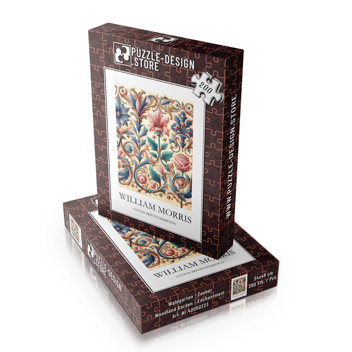 William Morris - Historisches Blütenornament in Rot und Blau – 200 Teile – Ansicht 4