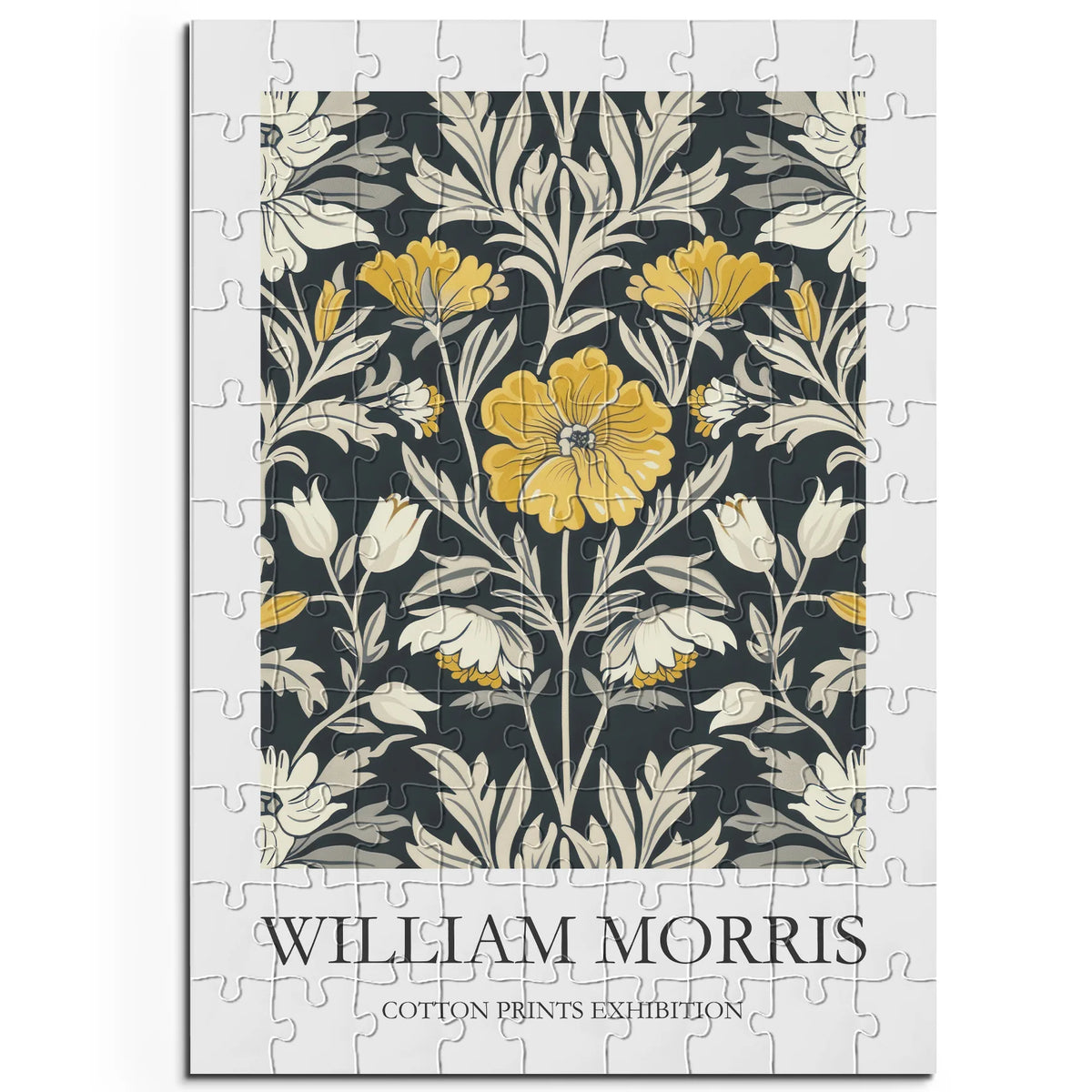 William Morris - Gelbe Blüten auf dunklem Grund – 100 Teile – Ansicht 1
