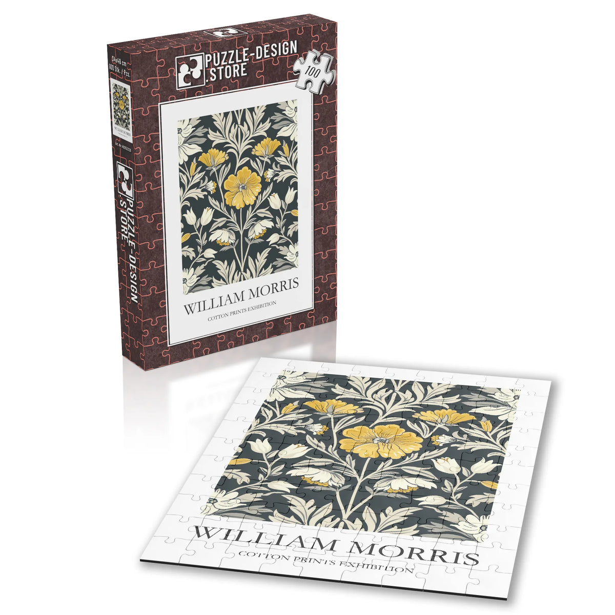 William Morris - Gelbe Blüten auf dunklem Grund – 100 Teile – Ansicht 2