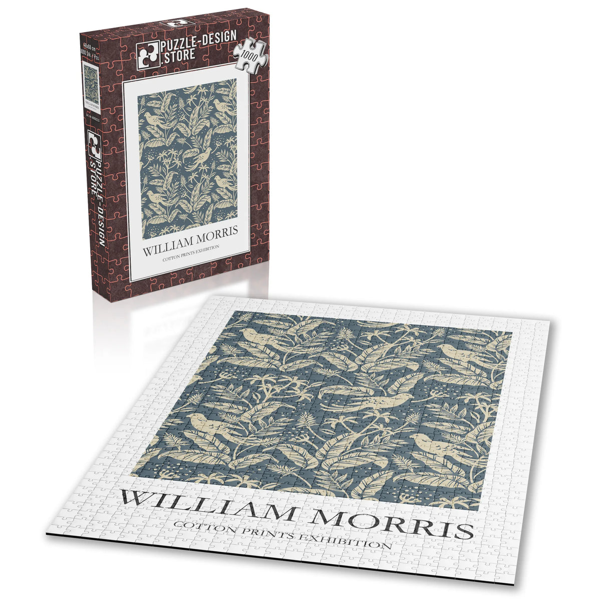 William Morris - Botanisches Muster in Beige auf Blau – 1000 Teile – Ansicht 2