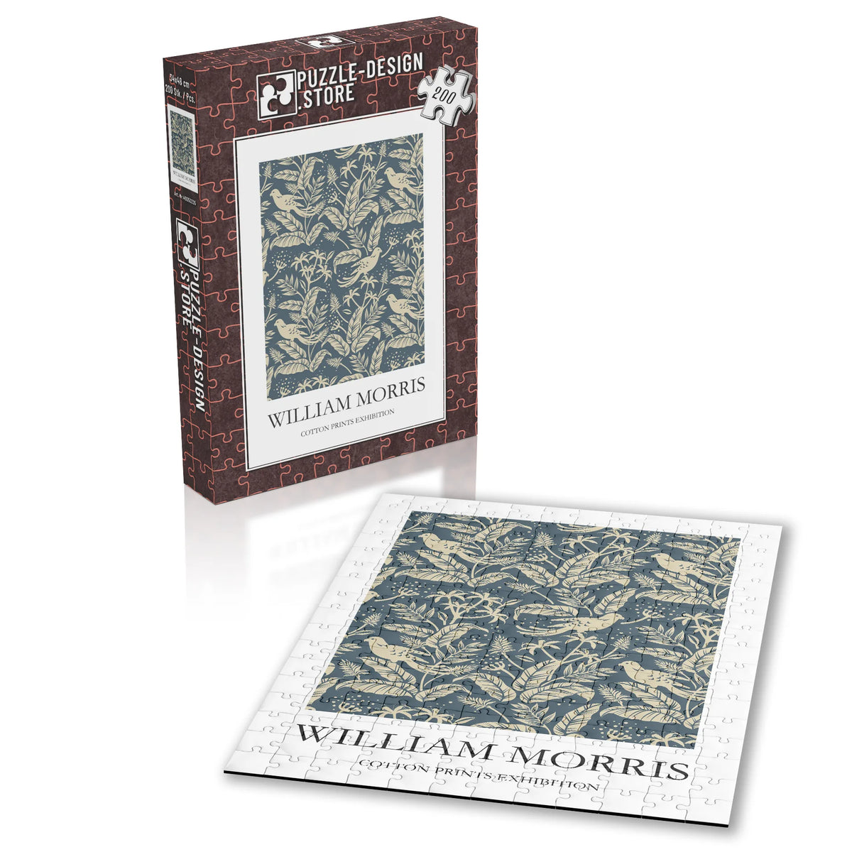 William Morris - Botanisches Muster in Beige auf Blau – 200 Teile – Ansicht 2
