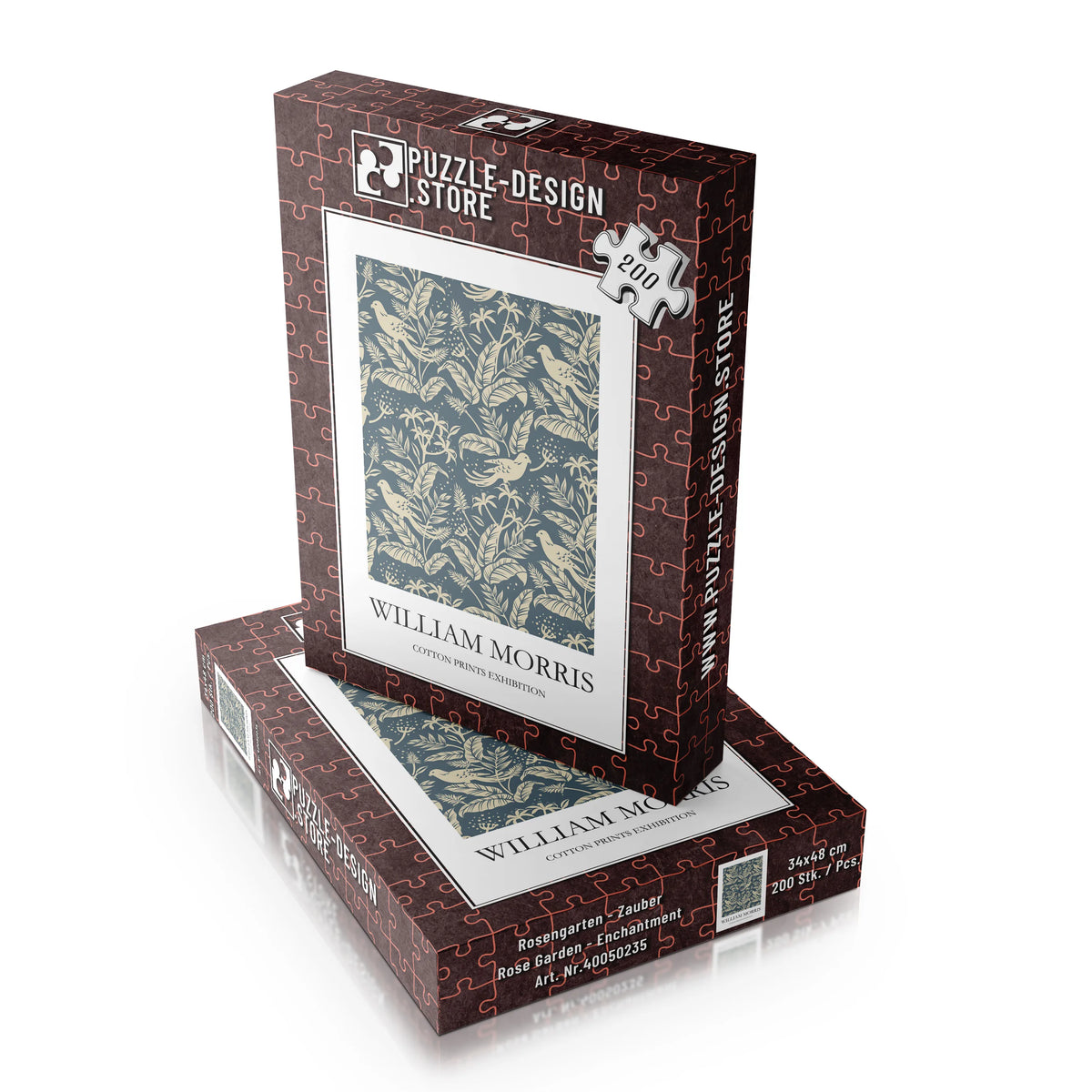William Morris - Botanisches Muster in Beige auf Blau – 200 Teile – Ansicht 4