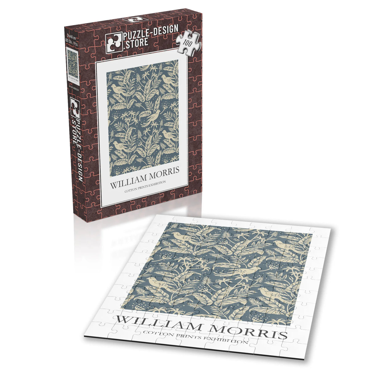William Morris - Botanisches Muster in Beige auf Blau – 100 Teile – Ansicht 2